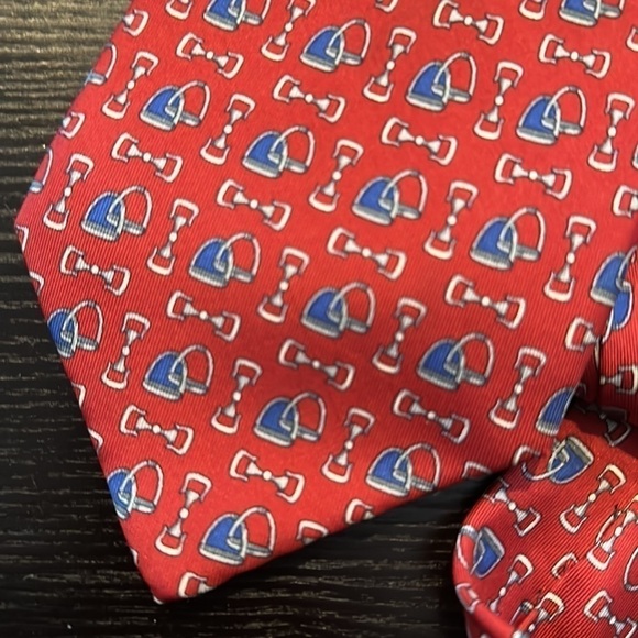 Vintage Fendi Silk Printed Tie Red Blue - Picture 6 of 10